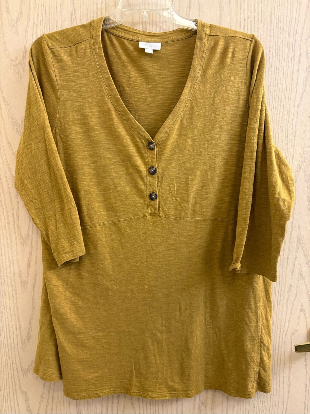 J. Jill Mustard V-Neck Three-Button Tunic